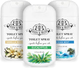 Basin & Bliss Toilet Spray – Spritz Before You Sit, 3 Pack Assorted Scents, Ocean Mist, Vanilla Whisper & Eucalyptus, 1 fl oz Each