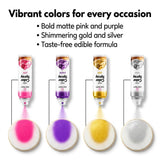 Cake Craft Edible Food Coloring Spray Set – 4 Pack Pink, Purple, Gold & Silver Cake Decorating Sprays