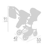 DeCuevas Toys Sophie Twin Doll Stroller – Foldable Double Doll Pushchair with Adjustable Handlebar - Pink