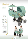 Capriccio Doll Pram with Matching Parasol – Foldable Doll Stroller - Green