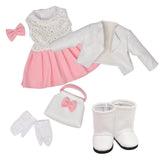 Gift Boutique Elizabeth 18 Inch Girl Fashion Doll – Brown Hair, Brown Eyes, Polka Dot Dress, Leather Jacket & Accessories