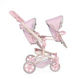 DeCuevas Toys Sophie Twin Doll Stroller – Foldable Double Doll Pushchair with Adjustable Handlebar - Pink