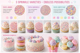 Cake Craft Pastel sprinkles Set, 3 Pack Edible Cake Decoration, Pink & White Sugar Strands with pink sprinkle mix