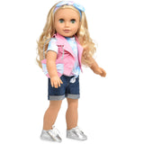 Gift Boutique Emily 18 Inch Girl Fashion Doll – Blonde Hair, Green Eyes, Pink Jacket, Denim Pants & Accessories