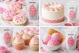 Cake Craft Pastel sprinkles Set, 3 Pack Edible Cake Decoration, Pink & White Sugar Strands with pink sprinkle mix