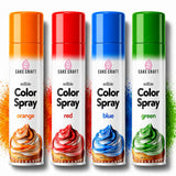 Cake Craft Edible Food Coloring Spray Set – 4 Pack Red, Blue, Green & Orange Cake Decorating Sprays