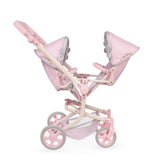 DeCuevas Toys Sophie Twin Doll Stroller – Foldable Double Doll Pushchair with Adjustable Handlebar - Pink