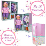 My Lil Wardrobe 14-Inch Realistic Soft Baby Doll with Clothes & Accessories - Purple