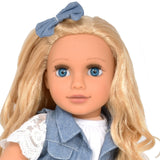 Gift Boutique 18 Inch Girl Fashion Doll – Long Blonde Hair, Blue Eyes, Denim Jacket, Floral Skirt, Boots & Accessories
