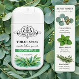Basin & Bliss Toilet Spray – Spritz Before You Sit, 3 Pack Assorted Scents, Ocean Mist, Vanilla Whisper & Eucalyptus, 1 fl oz Each