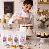 Cake Craft Gold & Silver Sprinkles 4 Pack – Metallic Gold Mix & Sugar Pearls Cake Decorating Set, 400g
