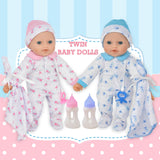 Soft Body Twin Baby Dolls 12-Inch Boy & Girl Doll Set with Pacifier – Gift Box