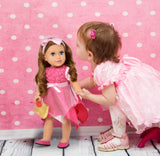 Gift Boutique 18 Inch Girl Fashion Doll – Brown Curly Hair, Blue Eyes, Pink Princess Dress & Accessories