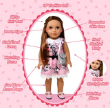 Gift Boutique 18 Inch Girl Fashion Doll – Brown Hair, Brown Eyes, Poseable Body, Dress, Shoes & Accessories