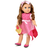 Gift Boutique 18 Inch Girl Fashion Doll – Brown Curly Hair, Blue Eyes, Pink Princess Dress & Accessories