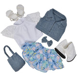 Gift Boutique 18 Inch Girl Fashion Doll – Long Blonde Hair, Blue Eyes, Denim Jacket, Floral Skirt, Boots & Accessories