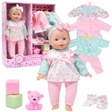 Dolls To Play Soft Body Baby Doll, 14 Inch Doll with Clothes Set and Accessories - Blue