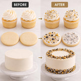 Cake Craft Gold & Silver Sprinkles 4 Pack – Metallic Gold Mix & Sugar Pearls Cake Decorating Set, 400g