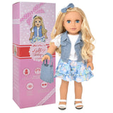 Gift Boutique 18 Inch Girl Fashion Doll – Long Blonde Hair, Blue Eyes, Denim Jacket, Floral Skirt, Boots & Accessories
