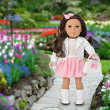 Gift Boutique Elizabeth 18 Inch Girl Fashion Doll – Brown Hair, Brown Eyes, Polka Dot Dress, Leather Jacket & Accessories