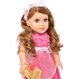 Gift Boutique 18 Inch Girl Fashion Doll – Brown Curly Hair, Blue Eyes, Pink Princess Dress & Accessories
