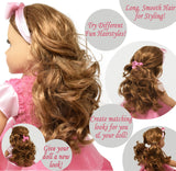 Gift Boutique 18 Inch Girl Fashion Doll – Brown Curly Hair, Blue Eyes, Pink Princess Dress & Accessories