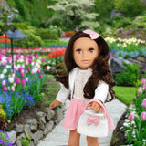 Gift Boutique Elizabeth 18 Inch Girl Fashion Doll – Brown Hair, Brown Eyes, Polka Dot Dress, Leather Jacket & Accessories