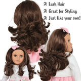 Gift Boutique Elizabeth 18 Inch Girl Fashion Doll – Brown Hair, Brown Eyes, Polka Dot Dress, Leather Jacket & Accessories